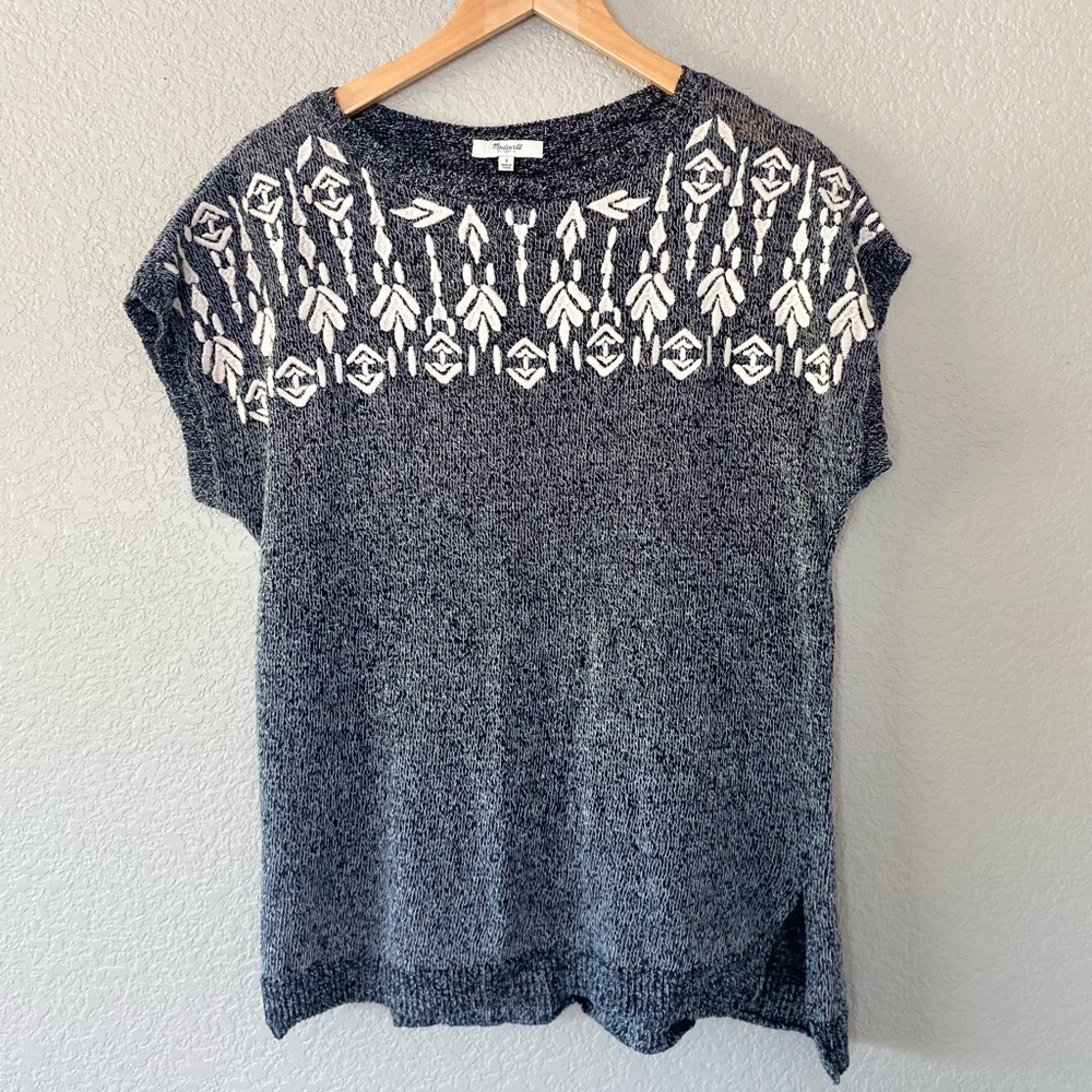 Madewell Short-Sleeved Embroidered Sweater